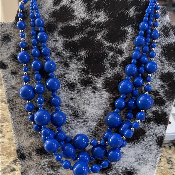 Talbots Royal Blue Beaded Necklace - Picture 1 of 1